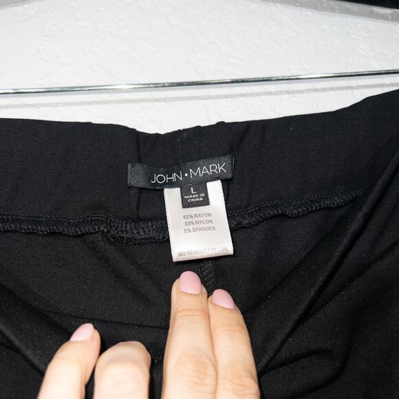 New John Mark Black Snap Button Side Pull On Trousers Size Large - Picture 3 of 5
